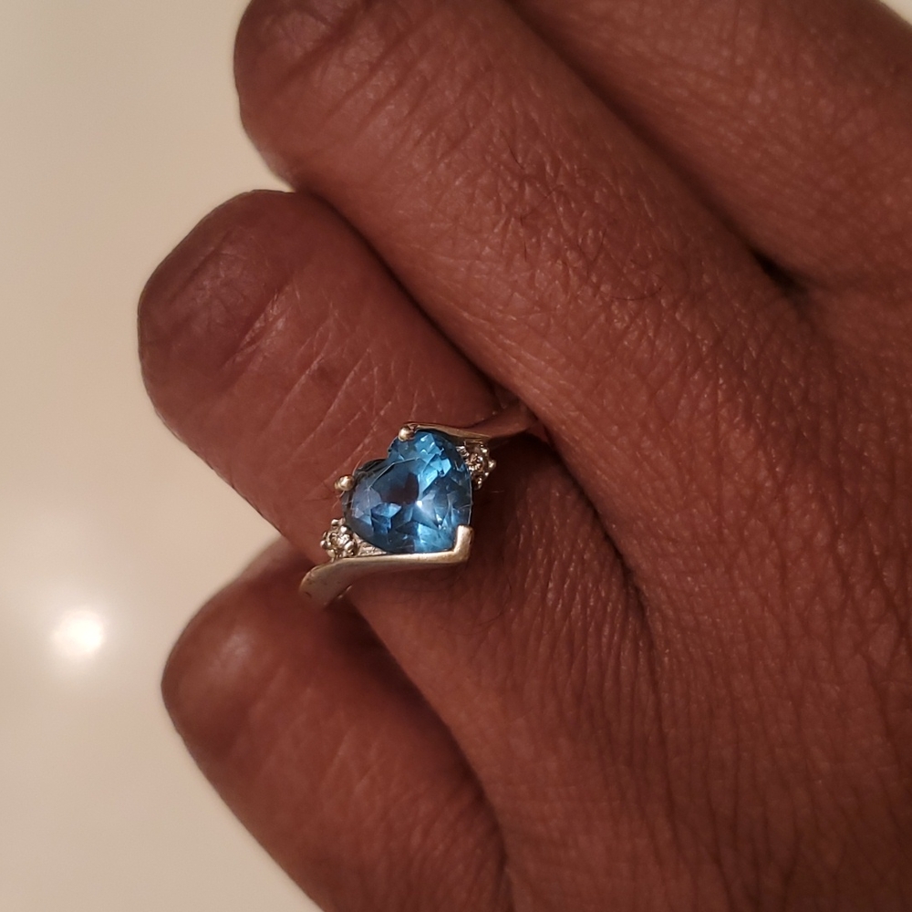 Blue Topaz and Diamond Ring